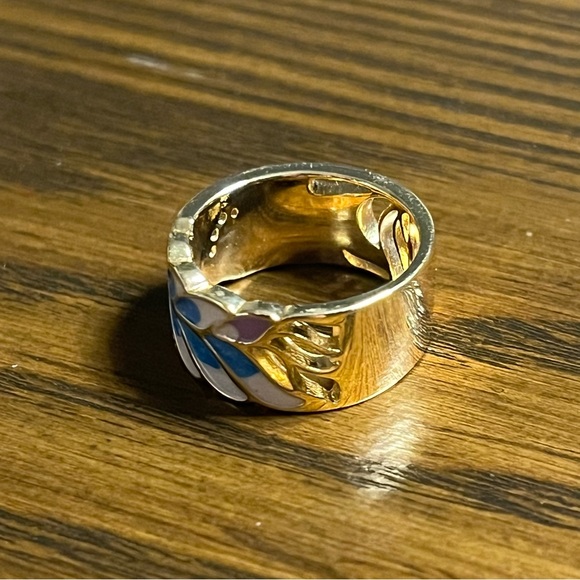 New 14k Gold Vermeil Sterling Silver 925 Stamped
Enamel Ring - Picture 6 of 9